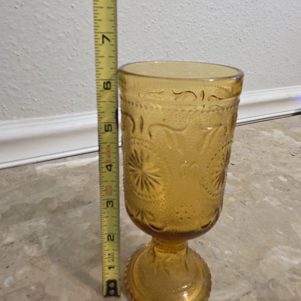 5pc Vintage Brockway American Concord Amber Glass Set - Goblets & Tumblers - Picture 4 of 12